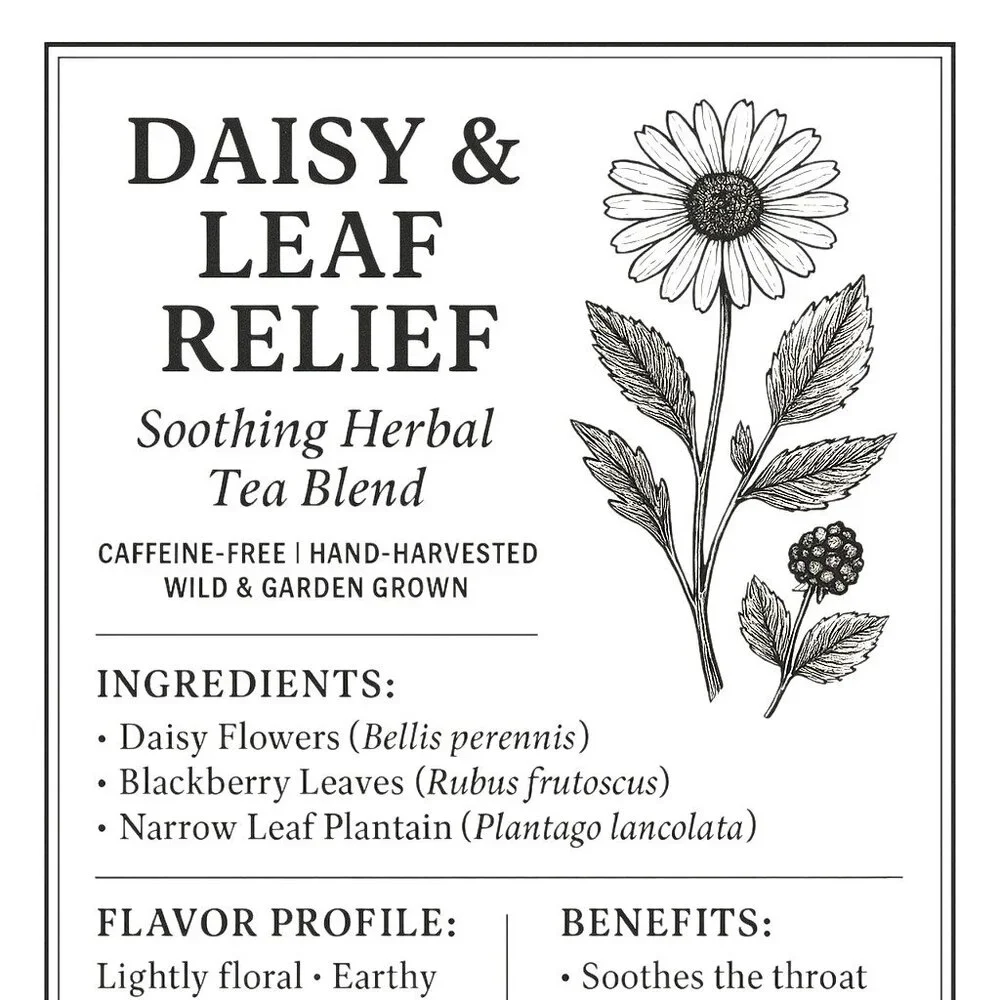 Daisy & Leaf Relief – Herbal Wellness Tea Gentle, Soothing Blend | Caffeine-Free
